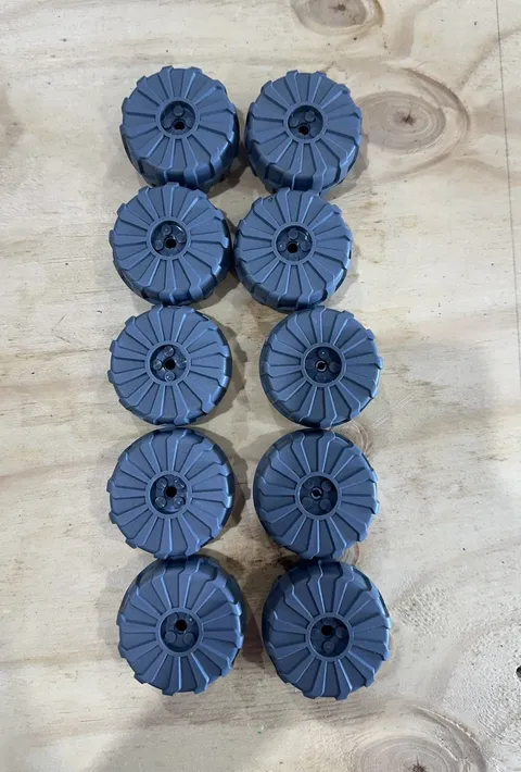 Lego Large  Gray Set of 10 Clone Turbo Tank wheels 7216 part 2515 54mm x33mm