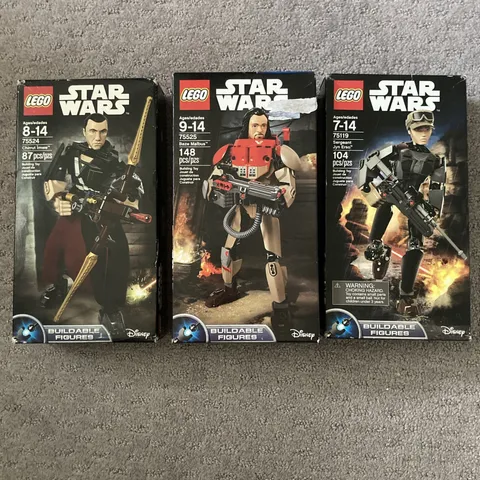 Lot (3) Lego Star Wars 75119 75525 75524 Jyn Erso, Chirrut Imwe, Baze Malbus NIB