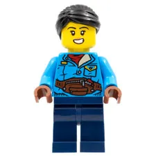 LEGO Holiday Minifigure hol270 Woman Black Hair Dark Azure Jacket New
