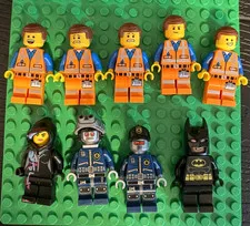 LEGO MOVIE Minifigure LOT Includes 9 Minifigures, Emmetts, Batman, Robo cops...