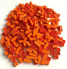 LEGO Bulk Lot of 280 Neon Orange 2x2 2x3 2x4 2x6 etc 2456 3001