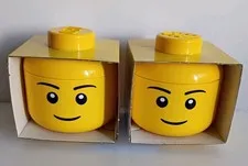 LEGO Storage Mini Head Lot of 2 Yellow Heads  NEW*