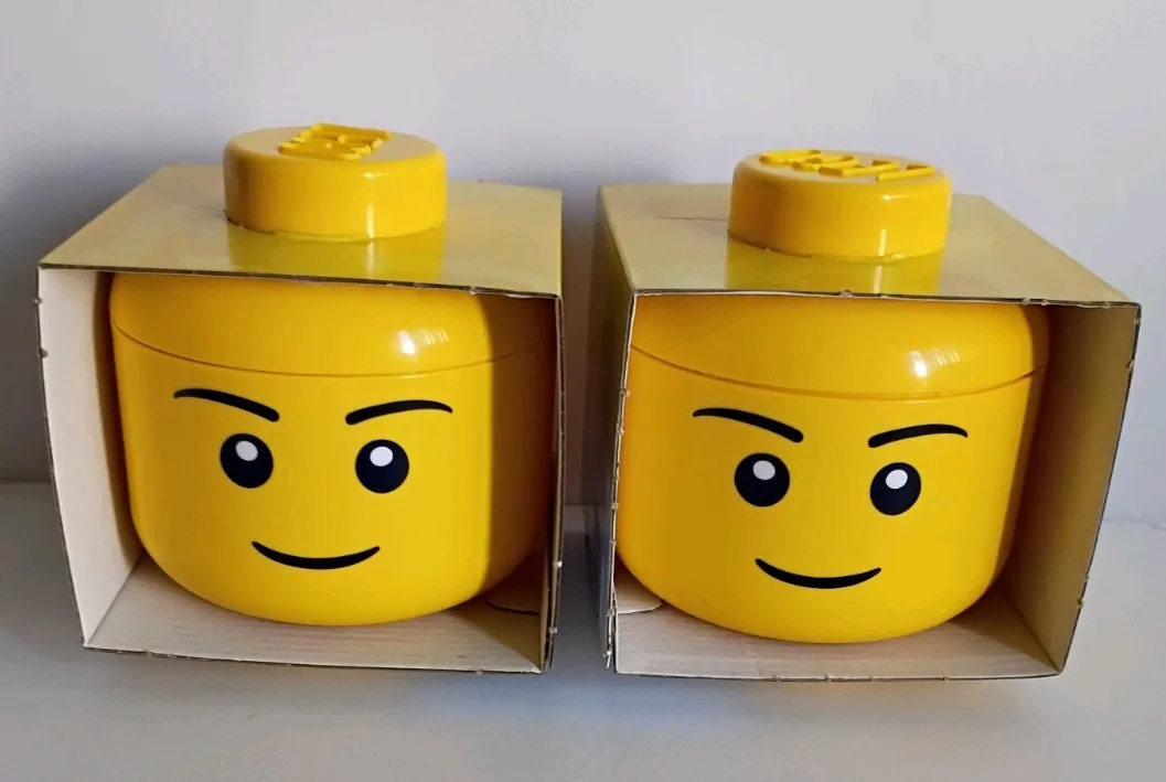 LEGO Storage Mini Head Lot of 2 Yellow Heads  NEW*