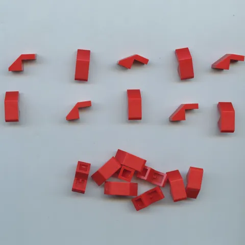 LEGO x 20 Red Slope 45 2 x 1 with Cutout without Stud 28192