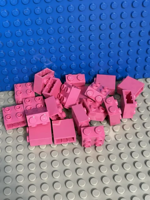 1x2x2 dark pink Lego Bricks w/ 4 Studs on 1 Side - 20 pieces