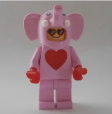 LEGO Minifigures Pink Elephant Costume Minifigure Heart Torso Sunglasses Face