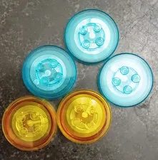 LEGO Round Tile Trans-Light Blue Trans-Yellow/Orange Plastic Parts Lot 5pc