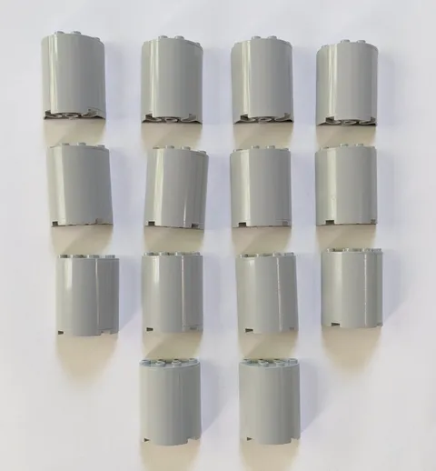 Lot of 14 LEGO Cylinder Half 2x4x4 (6259) - Old Light Gray