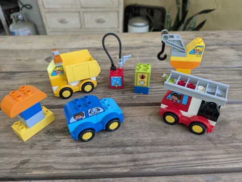 LEGO DUPLO Bulk Lot Vehicles Dump Truck Car Fire Truck Crane Accessories 2+