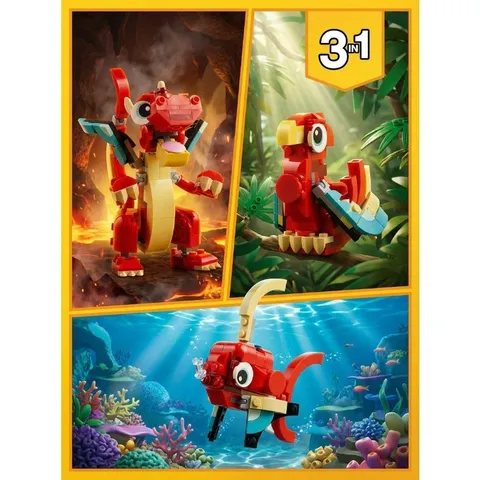 LEGO 31145 Creator 3-in-1 Red Dragon, Building Set & Birthday Gift for 6+