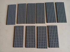 LEGO BULK LOT 10 DARK BLUISH GRAY FLAT PLATE 6X14 6X16 #3456 #3027