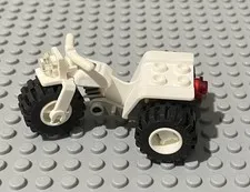 LEGO White 3 Wheeler ATV, Motorcycle Dirt Bike, Off-road Cycle