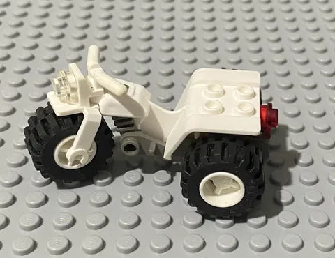 LEGO White 3 Wheeler ATV, Motorcycle Dirt Bike, Off-road Cycle