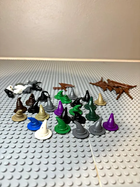 LEGO Castle and Wizard Minifigure Parts Hats, Animals, Brooms and Wands