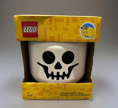 LEGO White Skeleton Skull Storage Head Large Container Halloween Decor NEW