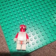 LEGO Plastic Minifigure Red & White Outfit with Helmet/Headpiece