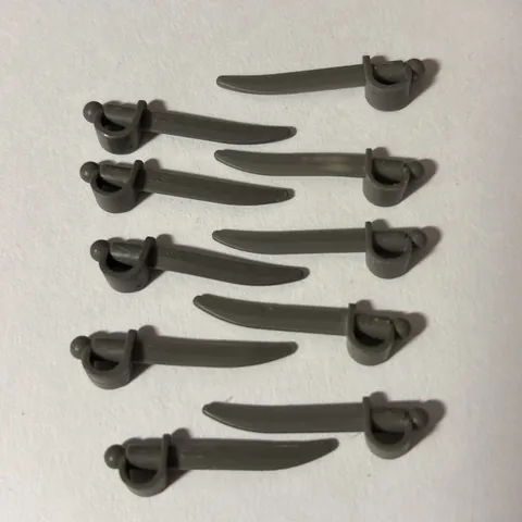 (10)LEGO Part 2530 DARK  GRAY MINIFIGURE WEAPON CUTLASS SWORD PIRATES VTG