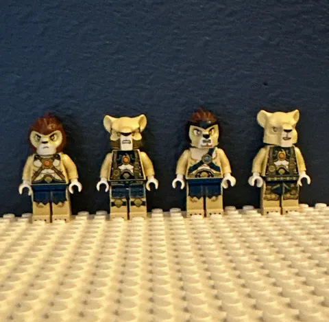 LEGO Legends of Chima Minifigure Lot of 4; Lion Tribe Animal Head Figures