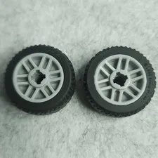 LEGO 11208c01 Wheel 14mm D x 9.9mm with Black Tire 21 x 9.9 Light Bluish Gray x2