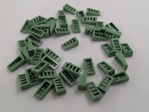 Lego x50 New Sand Green Slope 18 2 x 1 x 2/3 with Grille  # 61409 Lot
