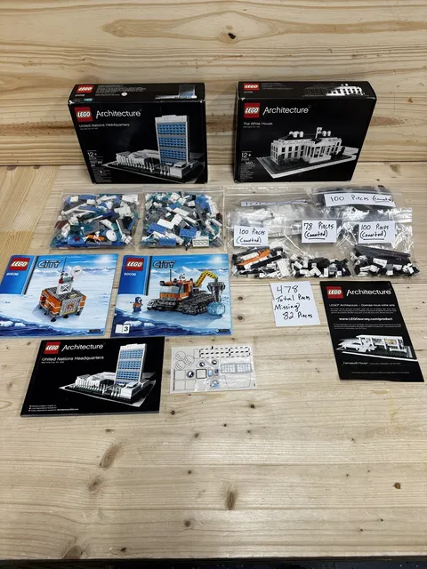 LEGO Architecture The White House 21006 & United Nations HQ 21018 Parts Lot