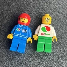 2 Lego Octan Vintage Classic Town Gas Station Oil City Worker Race Minifigure
