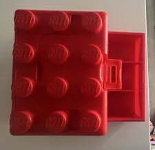 LEGO Red Plastic Brick Carrying Case Organizer 5 Compartments Handle Latch