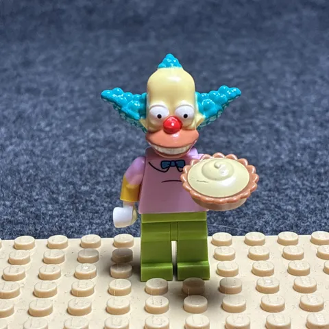 LEGO Krusty the Clown Minifigure with Pie The Simpsons Series