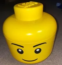 2012 LEGO FACE STORAGE CASE YELLOW HEAD CONTAINER STORE PLAY COLLECT GO LEGOS!!