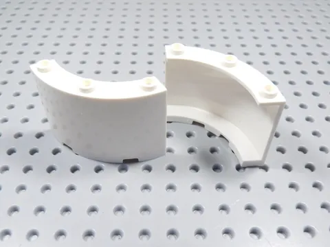 LEGO Lot of 2 White 4x4x2 Quarter Cylinder Panel BP