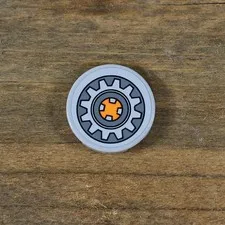 LEGO Ninjago Gray Tile Round 2 x 2 Gear Wheel with Orange Center 4150pb104