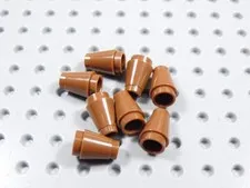 LEGO Lot of 8 Reddish Brown 1x1 Round Cones Bricks BN