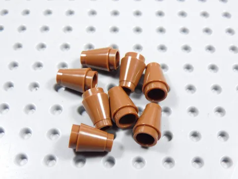 LEGO Lot of 8 Reddish Brown 1x1 Round Cones Bricks BN