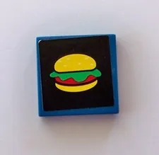 Lego Burger Tile 2x2 blue from SpongeBob 4981 Chum Bucket set (Not included)