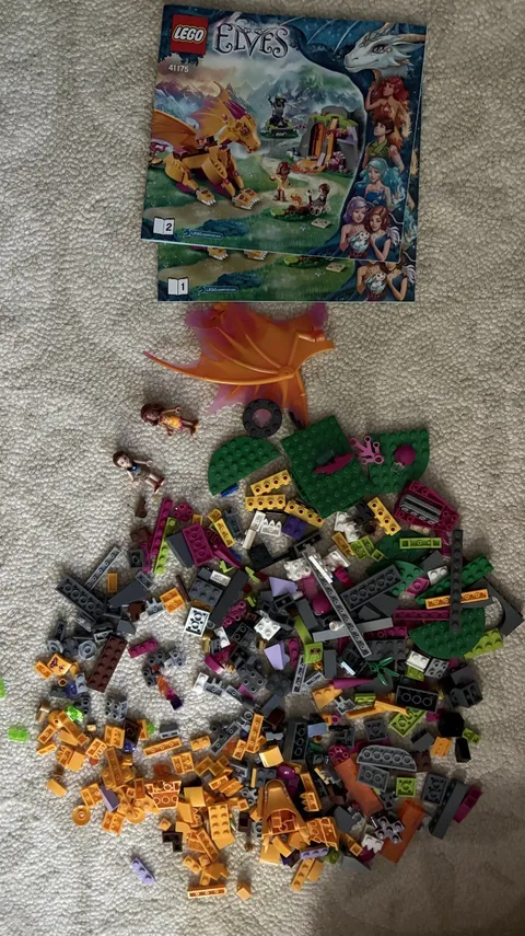 LEGO Elves: Fire Dragons Lava Cave 41175 100% Complete w/ Manuals and Minifigs