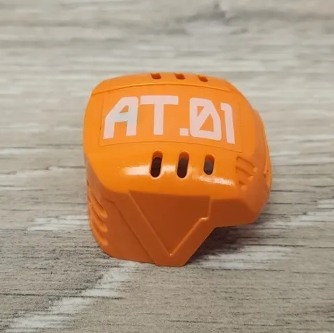 Lego 44790pb01 Orange Sports Hockey Helmet with AT.01 Pattern Sticker Uplink