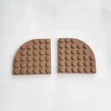LEGO 1/4 Round Corner Plate 6x6 Part 6003 Brown Nougat 2pcs