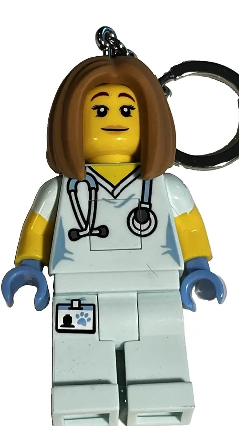LEGO City Keychain LED Light - Nurse/Veterinarian; Lrg 3" Figure, 2020, Preowned