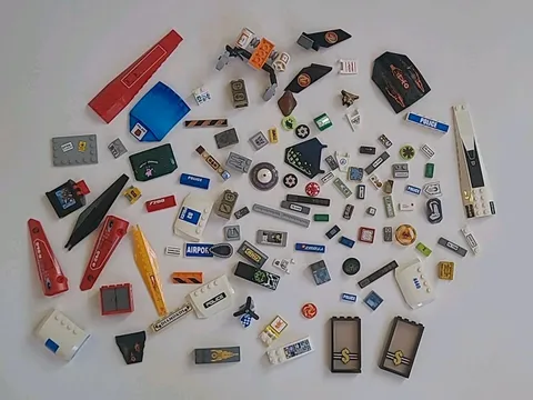 LEGO Printed & Stickered Pieces Lot Tiles Panels Police Money Signs Parts
