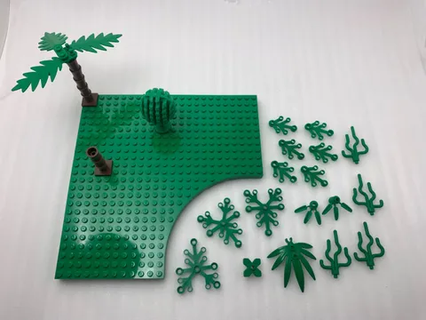Vintage Authentic Lego Trees/ Plants/ Seaweed Lot - 31 Pieces + Green Base Plate