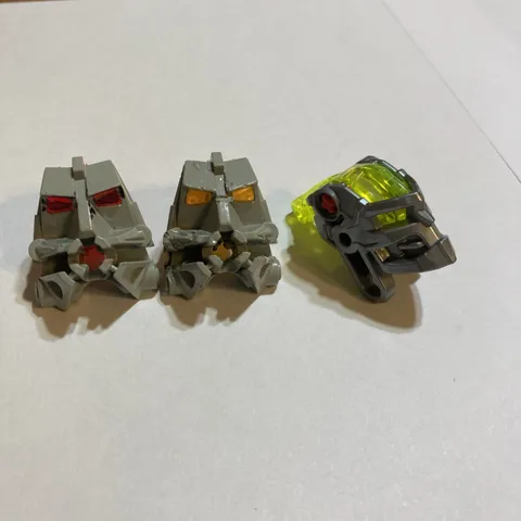 Lego Bionicle Head Connector Block With Trans-neon Red Orange & Yellow Eyes 