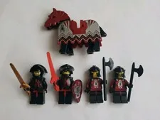 LEGO Castle Shadow Knight Minifigure lot of 4 + Horse W/ Barding Read Descript.