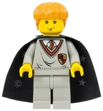 Lego hp007 RON WEASLEY Minifigure Light Gray Black Cloth Cape with Stars D826