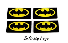 4 LEGO Black Tiles 2 x 4 with Oval Batman Logo Patterned (87079) - 4 Pieces