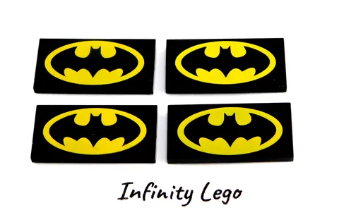 4 LEGO Black Tiles 2 x 4 with Oval Batman Logo Patterned (87079) - 4 Pieces