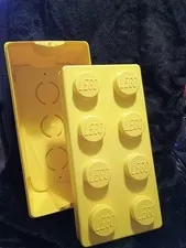 LEGO Large Storage Box Yellow Stackable Toy Brick Organizer Container w/Lid 