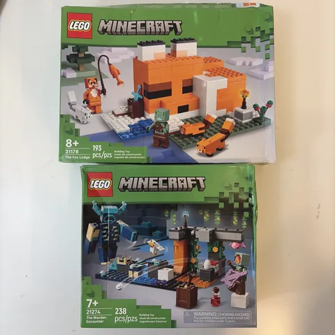 Set 2 LEGO Minecraft The Warden Encounter 21274 The Fox Lodge 21178 New READ
