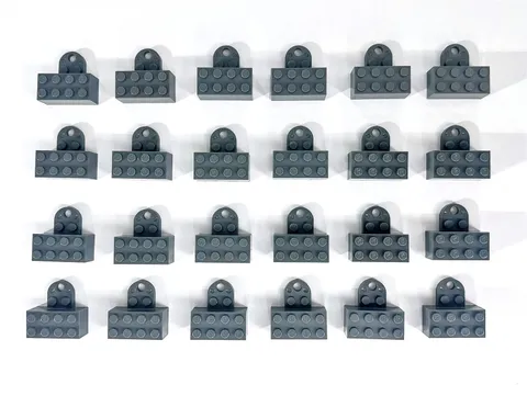 LEGO GRAY GREY 2X4 MAGNET BRICK MINIFIGURE STAND DISPLAY BASE LOT OF 24 NEW