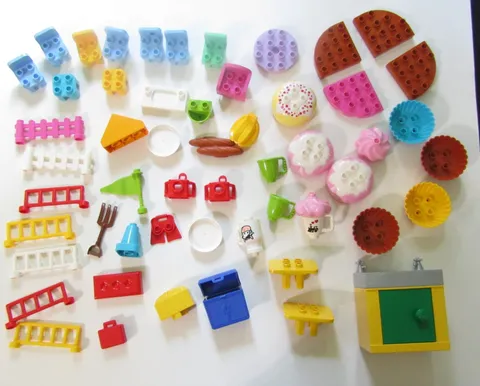 LEGO Duplo Brick Blocks Lot of Special Pieces Cupcake Fence Chairs Food Treasure