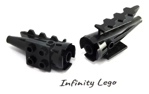 2 LEGO Vintage 1985-2002 Black Rocket Engine with 2 x 2 Plate (4746) - 2 Pieces